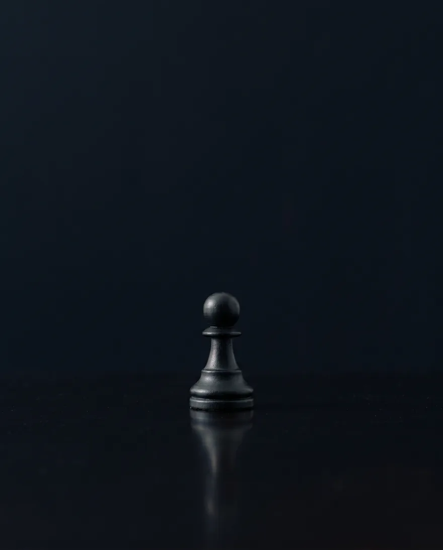A matte black chess pawn on dark slate